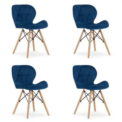 Žametni stol LAGO - mornarsko modra x 4