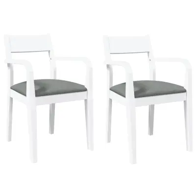 Jedilni stoli - Vzorci stoli z blazinami 2 kosa bele masivne lesene gume A1463