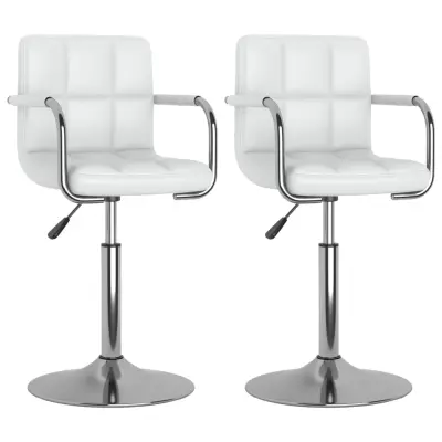 Vrtljivi Jedilni stoli - Vzorci stoli 2 kosa belo umetno usnje A1787