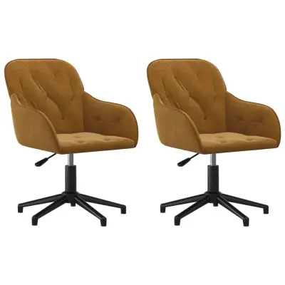 Vrtljiv Jedilni stoli - Vzorci stoli 2 kosa rjav žamet A1633