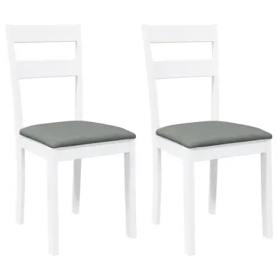 Jedilni stoli - Vzorci stoli z blazinami 2 kosa bele masivne lesene gume A1461