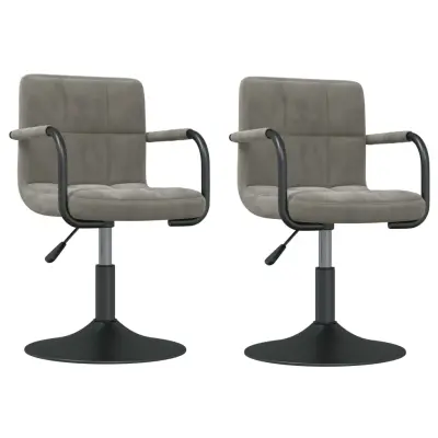 Vrtljiv Jedilni stoli - Vzorci stoli 2 kosa svetlo siv žamet A1643