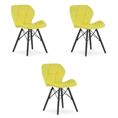 LAGO stol Velvet - rumena / noge črne x 3