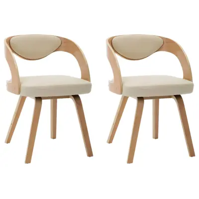 Jedilni stoli - Vzorci stoli 2 kosa krem ukrivljen les in umetno usnje A299