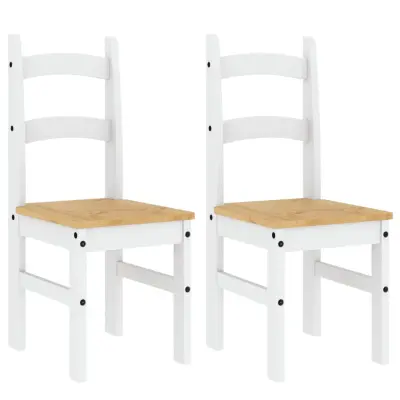 Jedilni stoli - Vzorci stoli 2 kosa beli 40x46x99 cm trdna borovina A200