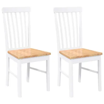 Jedilni stoli - Vzorci stoli 2 kosa bele masivne lesene gume A196