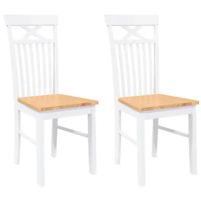 Jedilni stoli - Vzorci stoli 2 kosa bele masivne lesene gume A193