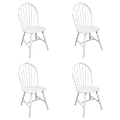 Jedilni stoli - Vzorci stoli 4 kosi beli iz trdnega kavčukovca A639