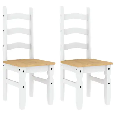 Jedilni stoli - Vzorci stoli 2 kosa Corona beli 42x47x107 cm trdna borovina A214