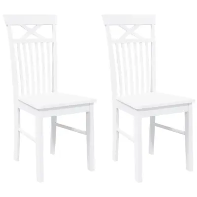 Jedilni stoli - Vzorci stoli 2 kosa bele masivne lesene gume A199