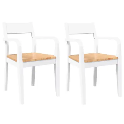 Jedilni stoli - Vzorci stoli 2 kosa bele masivne lesene gume A197