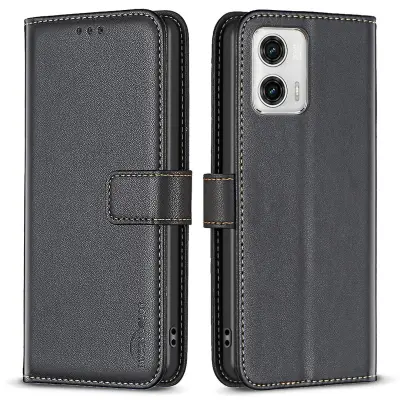 BINFEN COLOR BF17 denarnica usnjen ovitek za telefon za Motorola Moto G73 5G magnetna torbica za stojalo za telefon