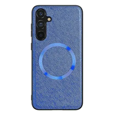 Za Samsung Galaxy A54 5G magnetna torbica za telefon Usnje+TPU ovitek za telefon s križno teksturo