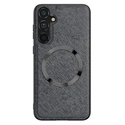 Za Samsung Galaxy A54 5G magnetna torbica za telefon Usnje+TPU ovitek za telefon s križno teksturo