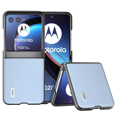 ABEEL za Motorola Razr 40 Ultra 5G iz pravega govejega usnja + trda torbica za telefon proti praskam