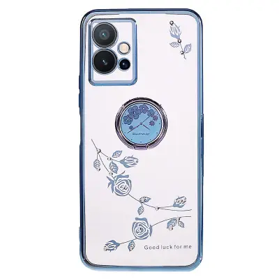 Flower TPU ovitek za vivo Y75 5G/T1 5G/Y33e 5G/Y30 5G/Y55s 5G/iQOO Z6, pokrov za telefon z galvanskim stojalom iz nosoroga