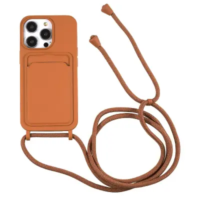Funda de teléfono za iPhone 14 Pro Funda de silicona líquida Estuche antiarañazos a prueba de golpes con ranura para tarjetas, correa