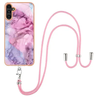 Za Samsung Galaxy A54 5G 2,0 mm ovitek za telefon YB IMD Series-18 Style E TPU galvaniziran marmorni vzorec IMD ovitek z vrvico