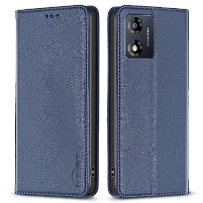 BINFEN COLOR BF18 Za Motorola Moto E13 4G Card Slot Design Phone Cover Usnjena torbica za telefon s stojalom