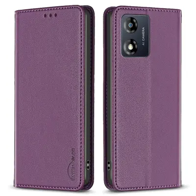 BINFEN COLOR BF18 Za Motorola Moto E13 4G Card Slot Design Phone Cover Usnjena torbica za telefon s stojalom