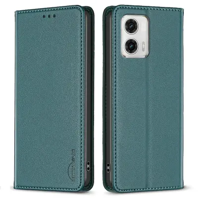 BINFEN COLOR BF18 PU usnjen ovitek za Motorola Moto G73 5G stojalo z režo za kartice, magnetna torbica za telefon