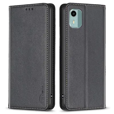 BINFEN COLOR BF18 Za Nokio C12 4G/C12 Plus/C12 Pro PU usnje, držalo za kartice, ovitek za telefon, torbica s stojalom proti padcem