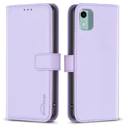 BINFEN COLOR BF17 Za Nokia C12 4G/C12 Pro/C12 Plus stojalo za pametni telefon PU usnje+TPU ovitek za denarnico