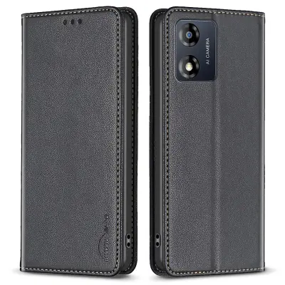 BINFEN COLOR BF18 Za Motorola Moto E13 4G Card Slot Design Phone Cover Usnjena torbica za telefon s stojalom