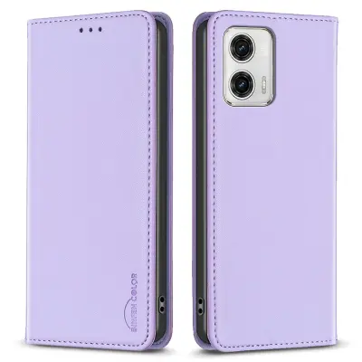 BINFEN COLOR BF18 PU usnjen ovitek za Motorola Moto G73 5G stojalo z režo za kartice, magnetna torbica za telefon