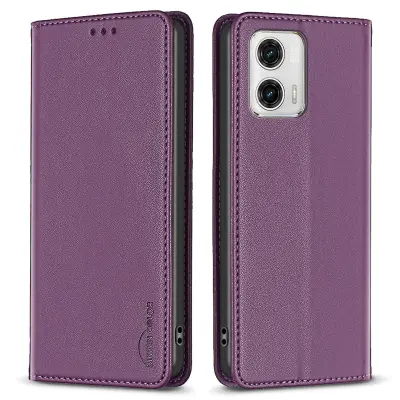 BINFEN COLOR BF18 PU usnjen ovitek za Motorola Moto G73 5G stojalo z režo za kartice, magnetna torbica za telefon