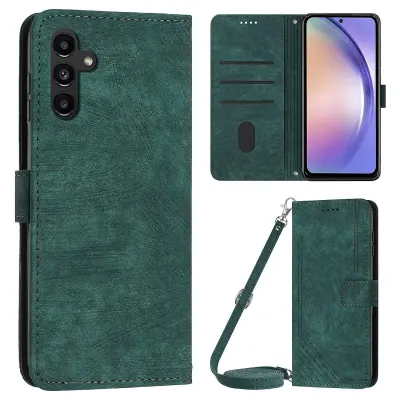 Ovitek za telefon za Samsung Galaxy A54 5G PU usnje z vtisnjenimi črtami in preklopnim ovitkom s stojalom za denarnico