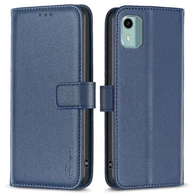 BINFEN COLOR BF17 Za Nokia C12 4G/C12 Pro/C12 Plus stojalo za pametni telefon PU usnje+TPU ovitek za denarnico