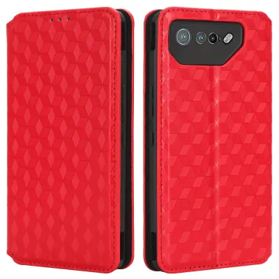 Za telefon Asus ROG Phone 7 5G torbica za mobilni telefon z vtisnjenim rombom, PU usnjena denarnica, stojalo, preklopni pokrov