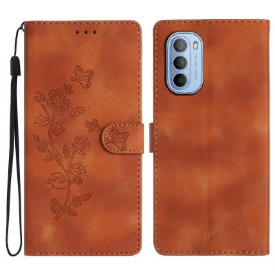 Za Motorola Moto G52 4G/G82 5G PU usnjena torbica za telefon z odtisom cvetov, denarnica za mobilni telefon, pokrov stojala