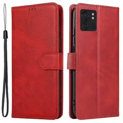 Za Motorola Edge 40 5G usnjena torbica za denarnico s telečjo teksturo, stojalo, ovitek za telefon s trakom