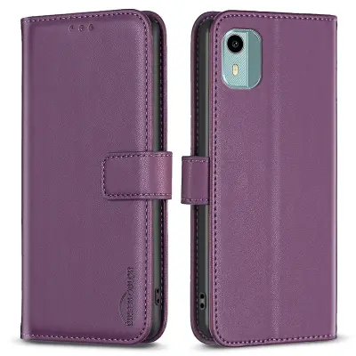 BINFEN COLOR BF17 Za Nokia C12 4G/C12 Pro/C12 Plus stojalo za pametni telefon PU usnje+TPU ovitek za denarnico
