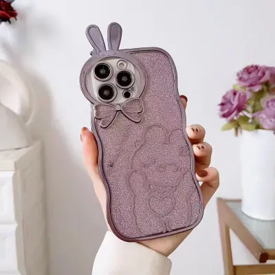 Za iPhone 14 Pro Rabbit Design Galvanizirana torbica za telefon z bleščicami, mehak TPU ovitek za mobilni telefon proti padcem