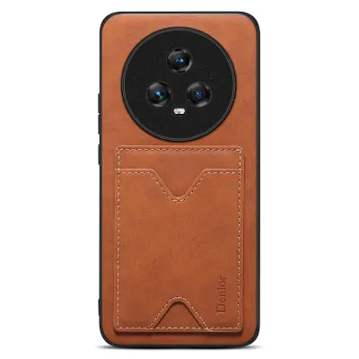 Zadnji pokrov DENIOR za Honor Magic5, PU usnjena torbica TPU za telefon z režo za kartice na stojalu