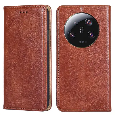 Za Xiaomi 13 Ultra Wallet telefonska torbica iz PU usnja, enobarvno magnetno stojalo za zapiranje, pokrov za pametni telefon