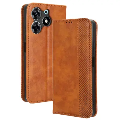 Za Tecno Spark 10 Pro K17 retro PU usnjena torbica s stojalom, denarnico, preklopno folijo, torbica za telefon