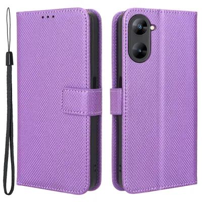 Za Realme V30 5G/V30t torbica za telefon iz PU usnja Diamantna tekstura Pokrov za telefon s stojalom za denarnico