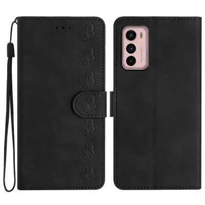 Za Motorola Moto G42 4G PU usnjena torbica z vtisnjenim metuljem, odporna na udarce, stojalo, denarnica, telefonska torbica