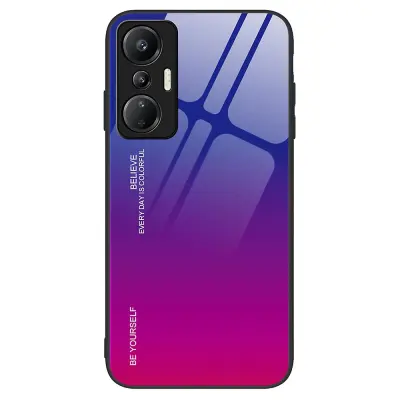 Za Infinix Hot 20S 4G protiprašno gradientno kaljeno steklo hrbtne lupine PC + TPU telefonska torbica