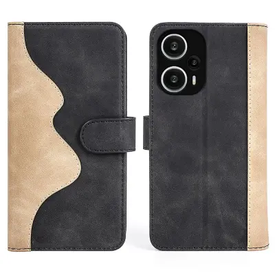 Za Xiaomi Redmi Note 12 Turbo/Poco F5 5G PU usnjena denarnica, ovitek za telefon, dvobarvna torbica s stojalom za spajanje