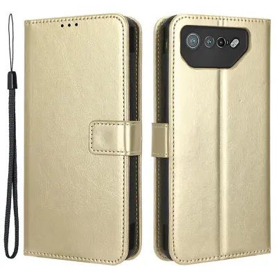 Ovitek s stojalom za telefon Asus ROG Phone 7 5G, odporen proti praskam Crazy Horse Texture Denarnica PU usnjen ovitek za telefon