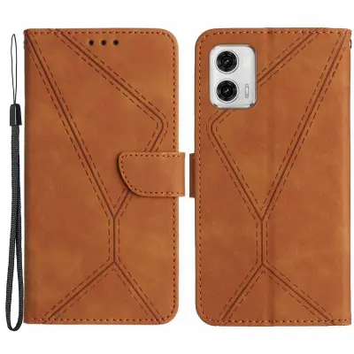 HT05 za Motorola Moto G73 5G denarnica stojalo PU usnjena torbica z vtisnjeno črto telefonski ovitek