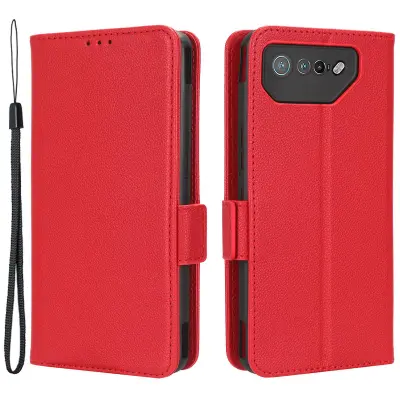 Za telefon Asus ROG Phone 7 5G preklopno stojalo za telefon lupina PU usnjena denarnica proti padcu torbica s teksturo litchi telefonski ovitek