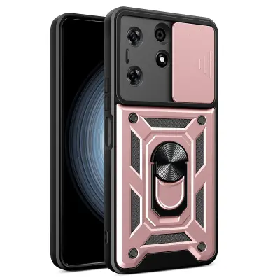 Za Tecno Spark 10 Pro PC+TPU telefonska torbica proti praskam, drsna zaščita leč, pokrov na stojalu