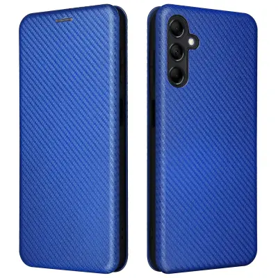 Za Samsung Galaxy M14 5G ovitek za telefon TPU+PU usnjeno stojalo, etui za telefon s teksturo ogljikovih vlaken z režo za kartice