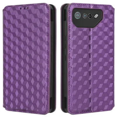 Za telefon Asus ROG Phone 7 5G torbica za mobilni telefon z vtisnjenim rombom, PU usnjena denarnica, stojalo, preklopni pokrov